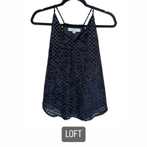 LOFT black polka dots velvet tank top blouse size XS women’s new
